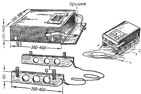 Рис. 38. Рыболовный ящик с полозьями